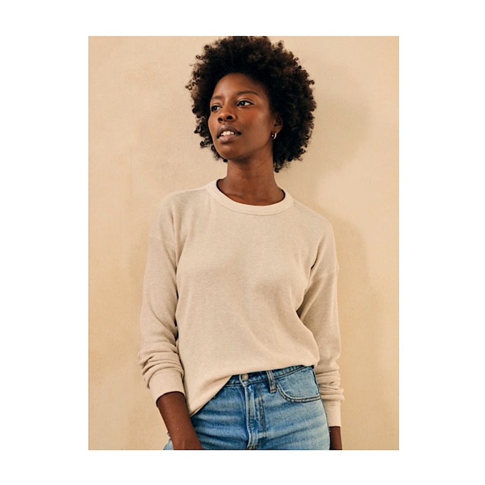 FAHERTY Waffle Layering Crew in Winter Stone